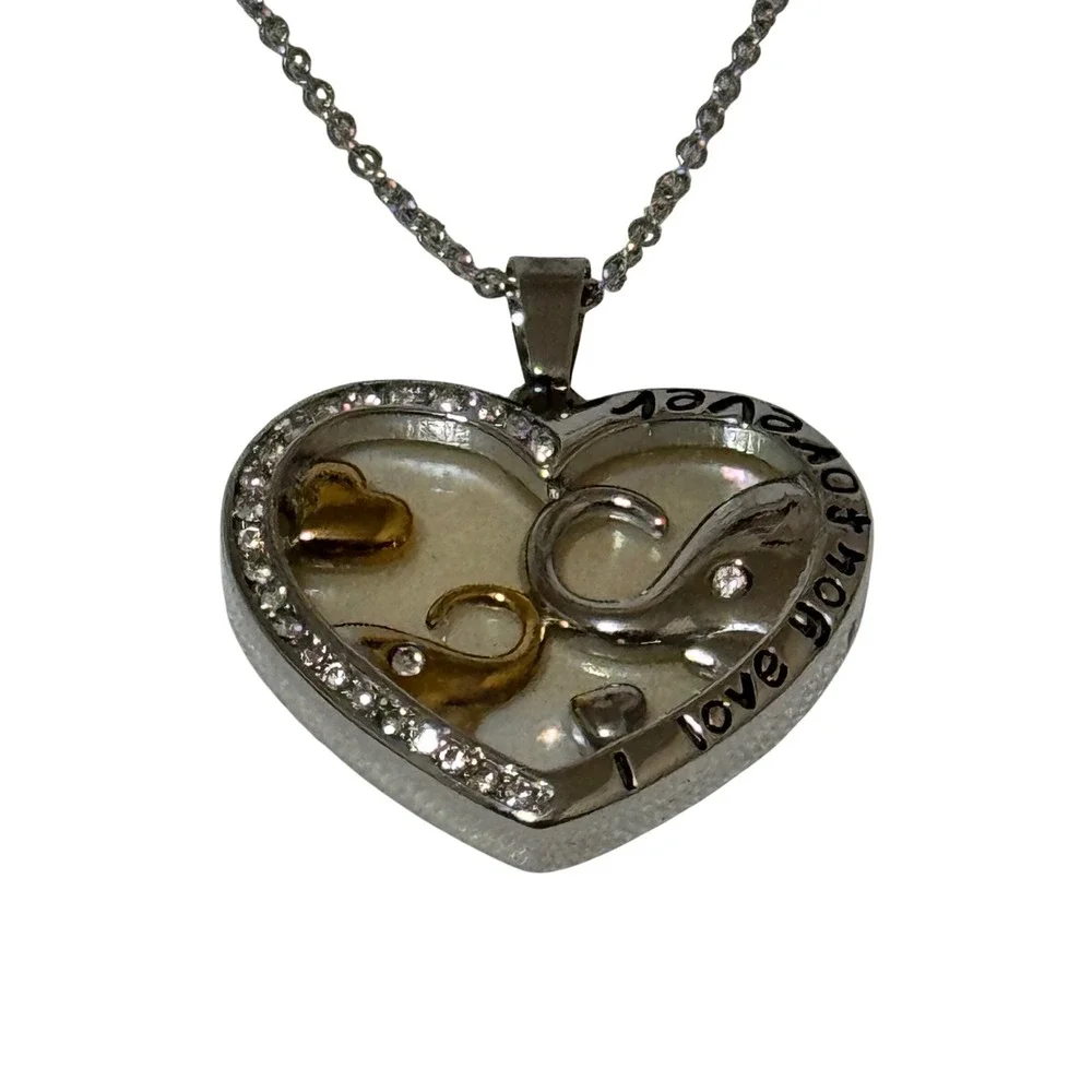 Stainless Steel Elephant Family‎ Heart Locket Necklace Mother of Pearl 18